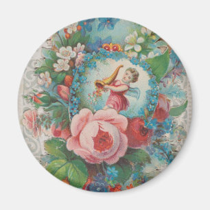 Imã Cartão de Dia dos Namorados Floral da Era Vitorian