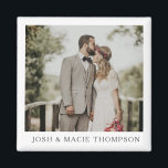 Imã Cartão de Foto de Casamento Simplesmente Moderno<br><div class="desc">Este ímã de casamento é perfeito para mostrar suas fotos de casamento favoritas. A frente tem uma grande abertura para sua foto principal e opções para personalizar com seus nomes.</div>