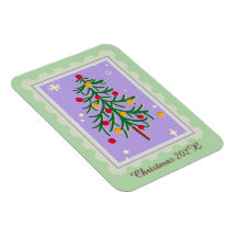 Cartão de Natal Árvore de Natal Roxo & Verde