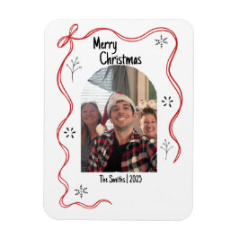 Ímã Cartão de Natal Caprichoso com Doodle e Foto