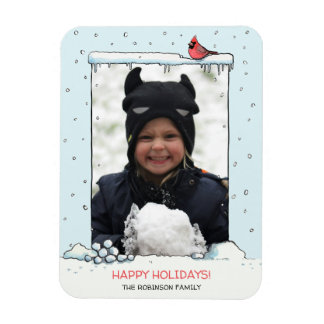 Ímã Cartão de Natal Cardeal, Foto Cartoon Cardinal