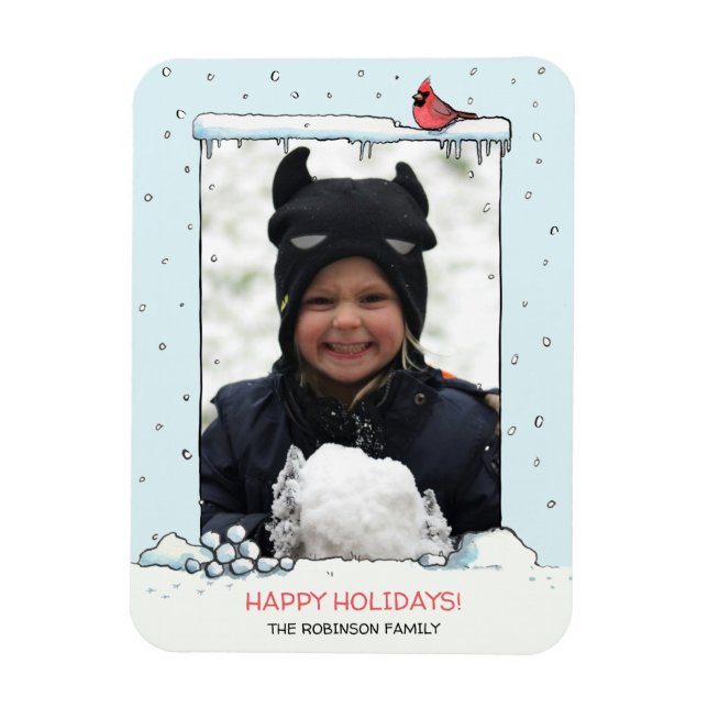 Ímã Cartão de Natal Cardeal, Foto Cartoon Cardinal (Vertical)