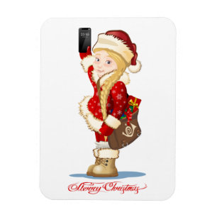 Ímã Cartão de Natal com desenho animado Snow Maiden -