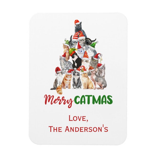 Ímã Cartão de Natal de Cat Tree (Vertical)