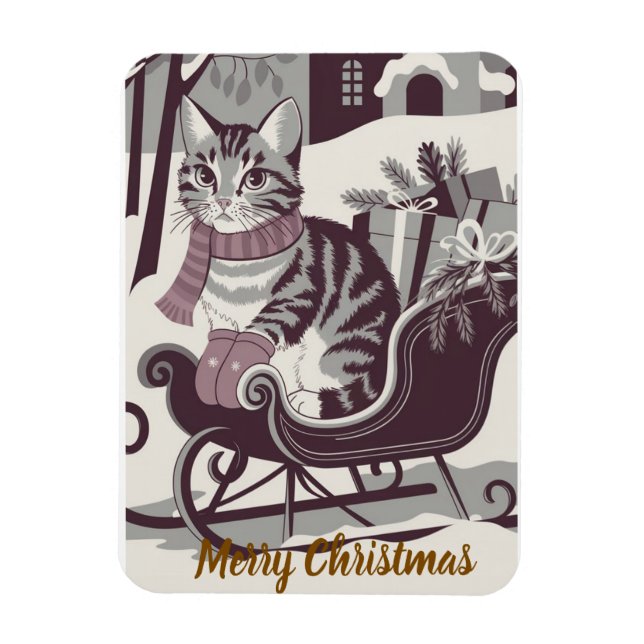 Ímã cartão de natal de gato (Vertical)
