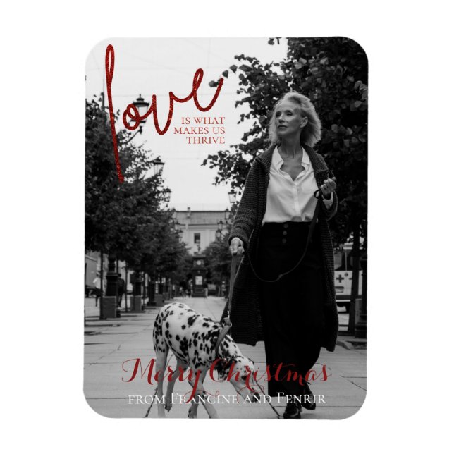 Ímã Cartão de Natal Elegante de Script de Largura Verm (Vertical)