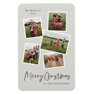 Ímã Cartão de Natal Feliz para Colagem de Fotos Modern