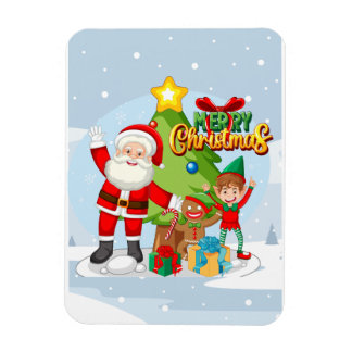 Ímã Cartão de Natal Festivo do Papai Noel e Amigos