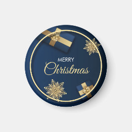 Imã Cartão de Natal Flocos de Neve Dourados, Feliz Nat