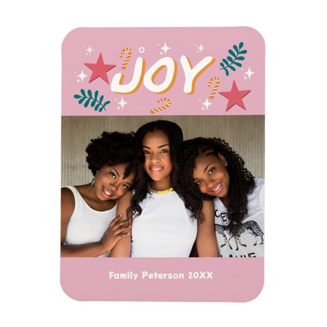 Ímã Cartão de Natal personalizado alegre e moderno com (Vertical)