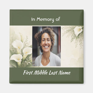 Imã Cartão de Oração Memorial White Lily com Foto para