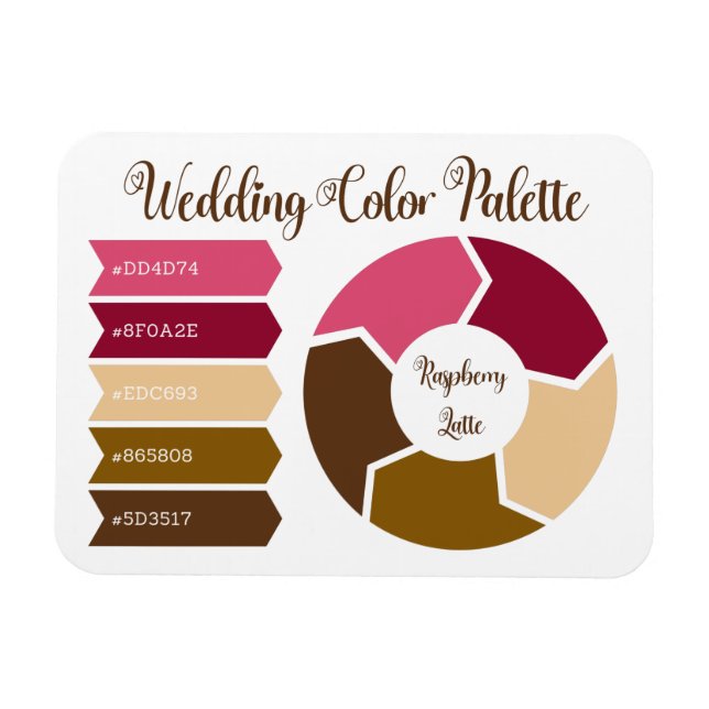 Ímã Cartão de Paleta de Cores de Casamento com Códigos (Horizontal)