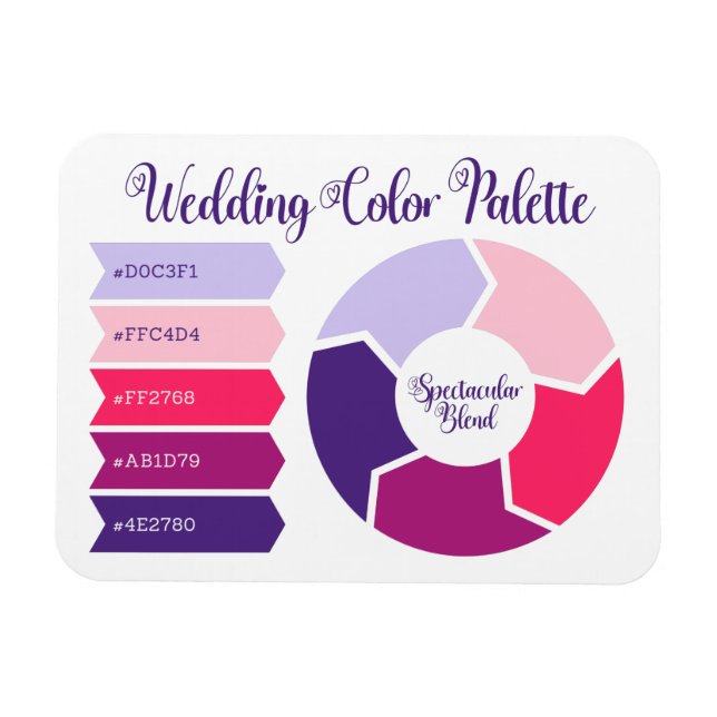 Ímã Cartão de Paleta de Cores de Casamento com Códigos (Horizontal)