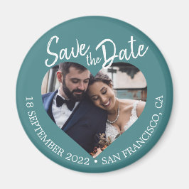 Imã Cartão de "Save the Date" com Foto em Azul Turques