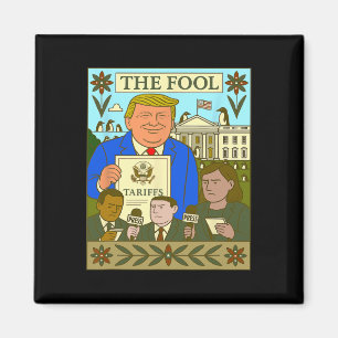 Imã Cartão de Tarot de Trump O Louco Impõe Tarifa Sobr