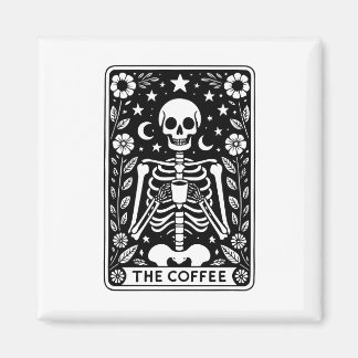Imã Cartão de Tarot para Esqueleto Monocromático "O Ca
