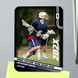 Ímã Cartão de Troca de Jogador de Lacrosse em Azul Pre