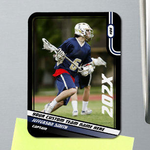 Ímã Cartão de Troca de Jogador de Lacrosse em Preto Az