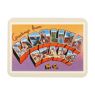 Ímã Cartão do vintage de North Carolina NC da praia d