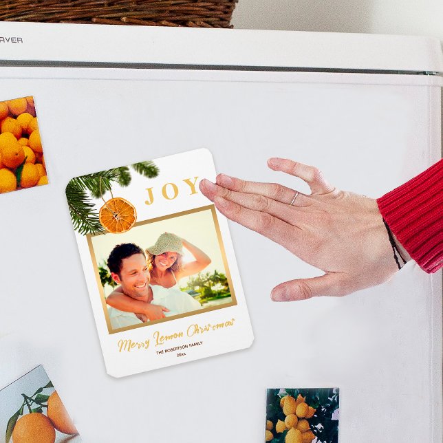 Ímã Cartão Dourado de Imagem Fotográfica de Limão Feli (Criador carregado)