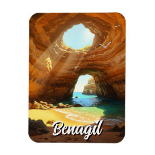 Ímã Cartão postal Benagil Caves Algarve Portugal
