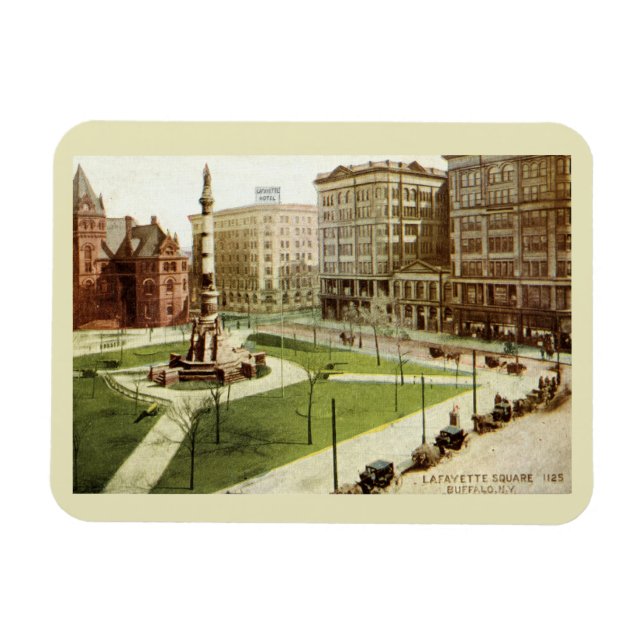 Ímã Cartão postal da Praça Lafayette Buffalo NY 1915 (Horizontal)