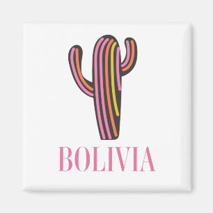 Imã Cartão postal de pôster de viagem de cacto da Bolí