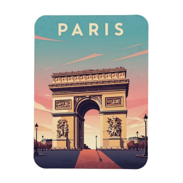Ímã Cartão Postal do Arco do Triunfo de Paris (Vertical)