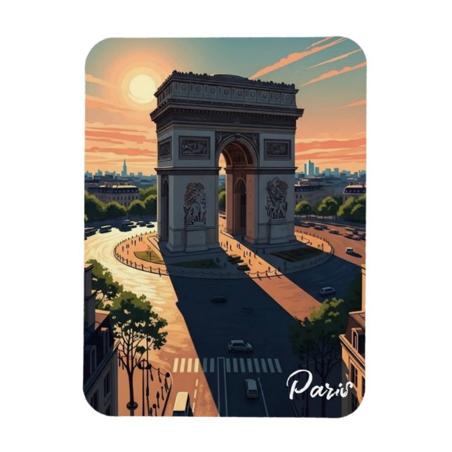 Ímã Cartão Postal do Arco do Triunfo de Paris (Vertical)