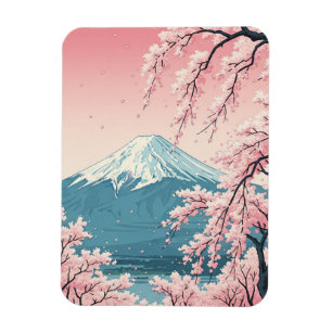 Ímã Cartão Postal do Japão Monte Fuji Fujisan Flores d