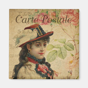 Imã Cartão postal floral Lady Vintage