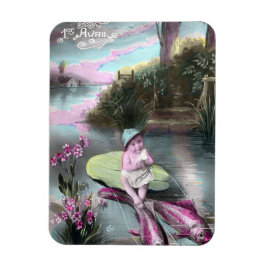 Ímã Cartão postal francês de abril Vintage