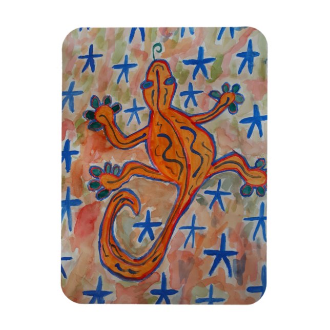 Ímã Cartão-postal Gecko Laranja (Vertical)