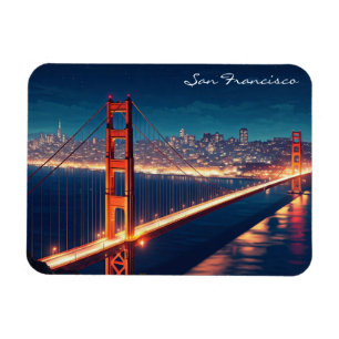 Ímã Cartão postal noturno da Ponte Golden Gate de São