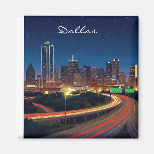 Imã Cartão-postal Noturno Dallas Texas