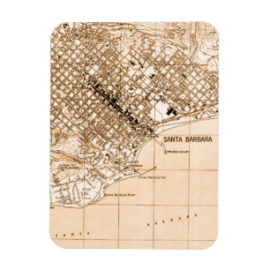 Ímã Cartão postal vertical do mapa antigo de Santa Bar