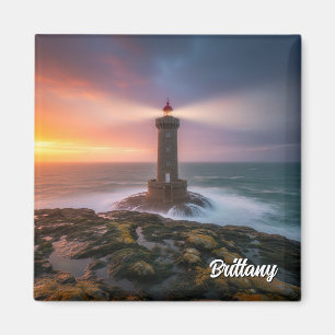 Imã Cartão postal Vintage France Brittany Lighthouse