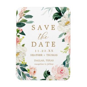 Ímã Cartão simples floral elegante da imã salve a da