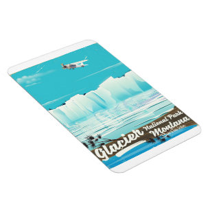 Ímã Cartaz antigo do Parque Nacional Glacier, Montana