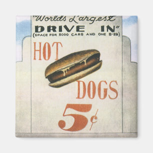 Imã Cartaz Antigo, Maior Drive In de Cachorros-Quentes