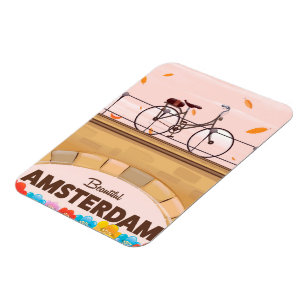 Ímã Cartaz bonito do viagem do ciclismo de Amsterdão