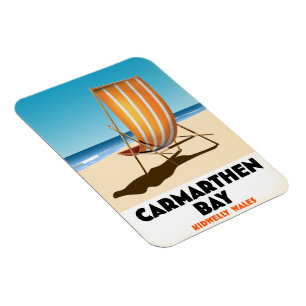 Ímã cartaz da praia de Carmarthen Bay Kidwelly País de