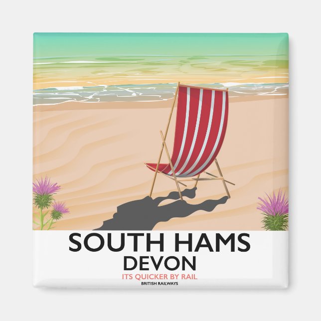 Imã cartaz da praia de South Hams Devon (Frente)