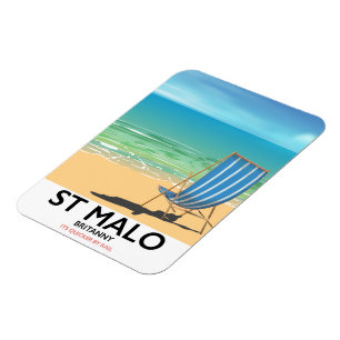 Ímã Cartaz da praia de St Malo, Bretanha