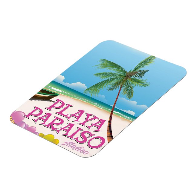 Ímã cartaz da praia Playa Paraiso México (Left Side)