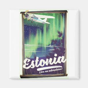 Imã Cartaz de aventura das luzes do norte da Estônia.