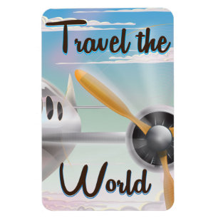Ímã Cartaz de avião clássico Viaje pelo Mundo