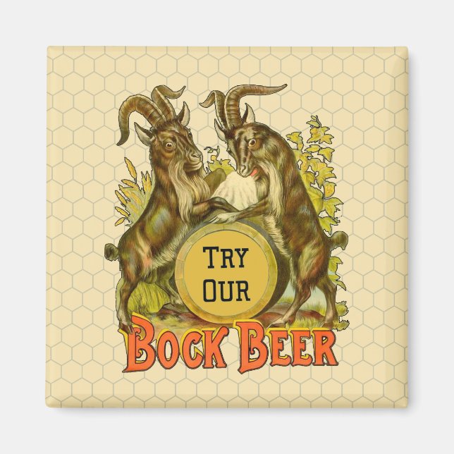 Imã Cartaz de Cerveja Bock Vintage: Antigo Salão de Ba (Frente)