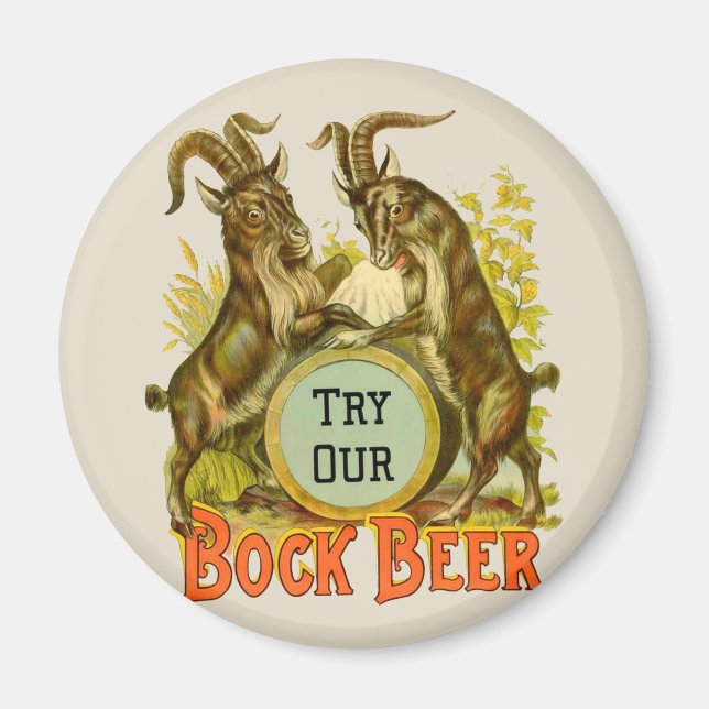 Imã Cartaz de Cerveja Bock Vintage: Antigo Salão de Bo (Frente)