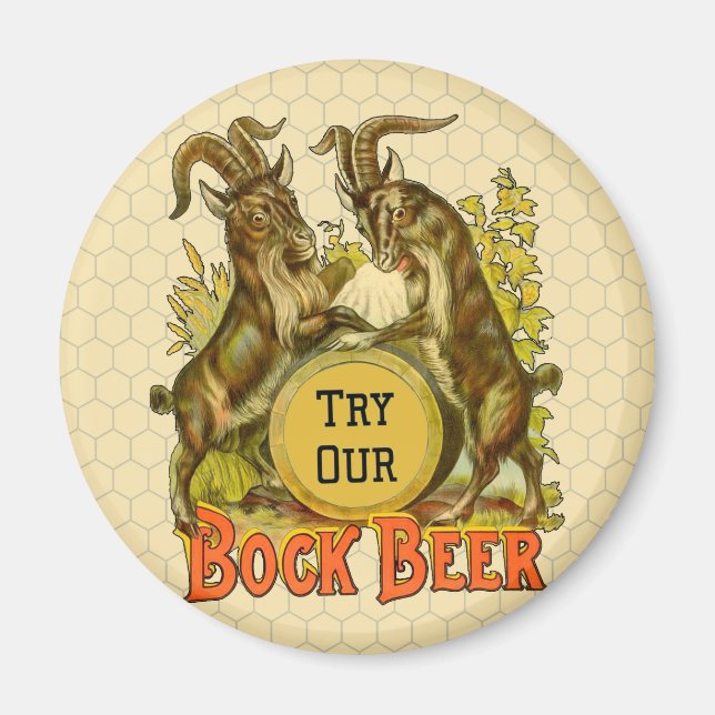 Imã Cartaz de Cerveja Bock Vintage: Antigo Salão de Bo (Frente)